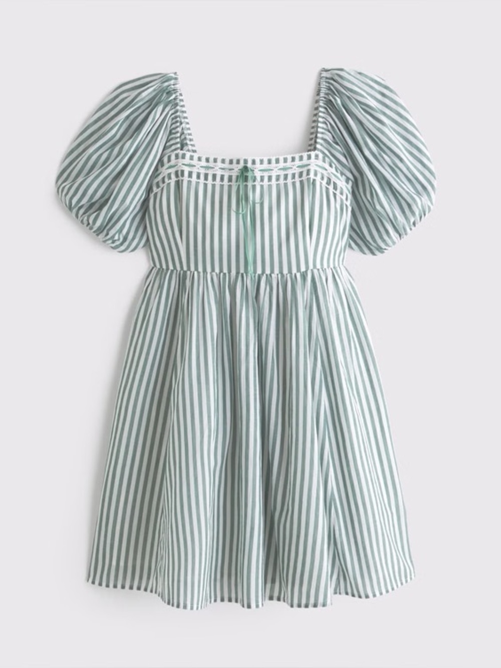 Abercrombie and Fitch XXL Petite Striped Green Puff-Sleeve Minu Dress W Sleeves